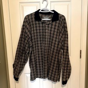 Northern Elements dark green, blue and beige collared long sleeve shirt